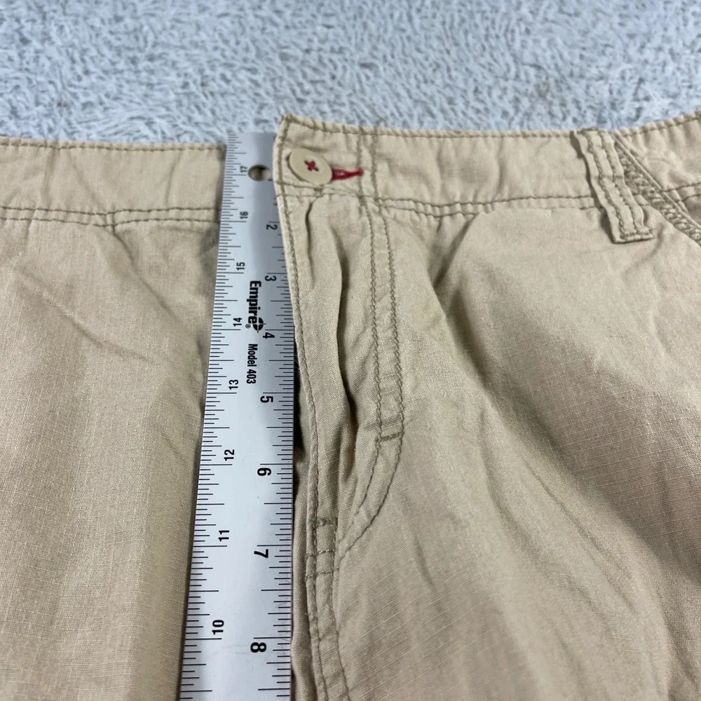 Mens Tan Khaki Cotton Ripstop Cargo Shorts Camo Lined Waist Size 33 Utility